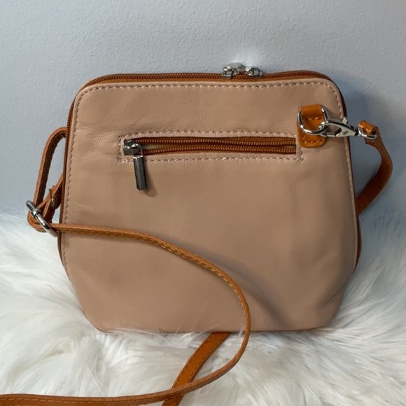 Vera Pelle Brand Italian Leather Zip Around CrossBody Bag Peach. Handmade Italy - Picture 3 of 10